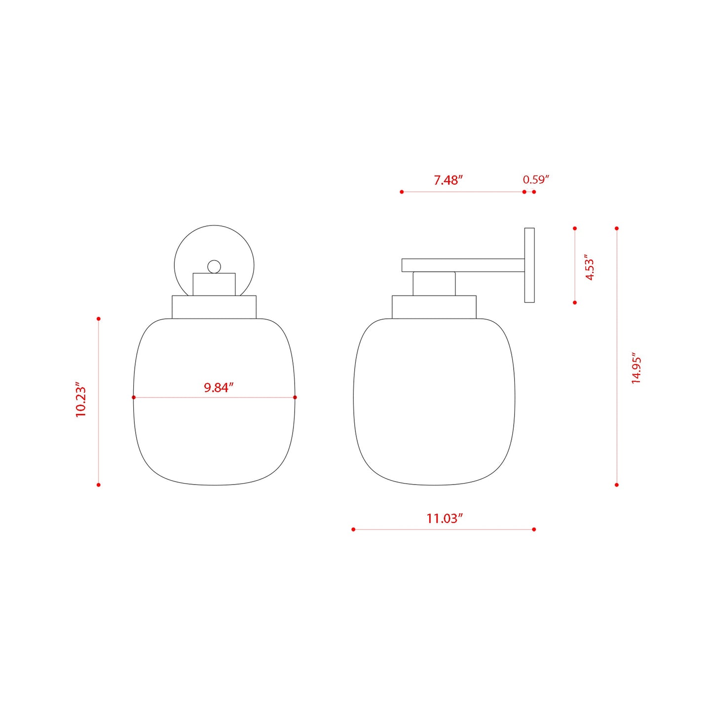 Legier LED Wall Light - line drawing.