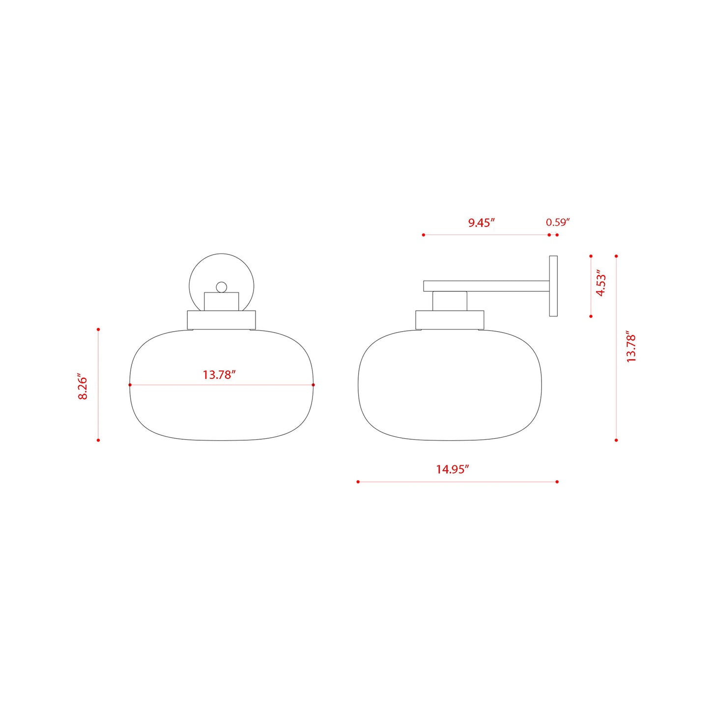 Legier LED Wall Light - line drawing.