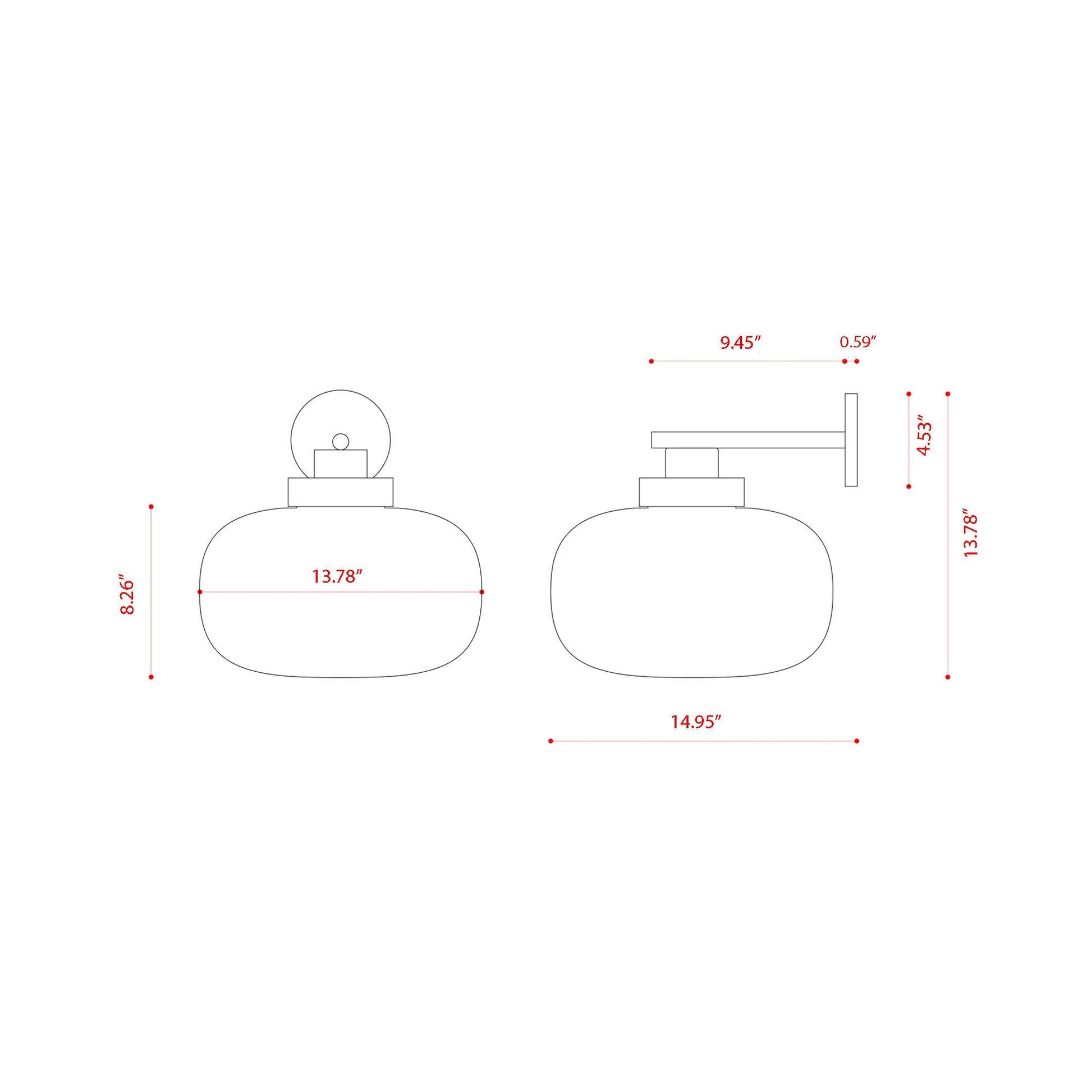 Legier LED Wall Light - line drawing.