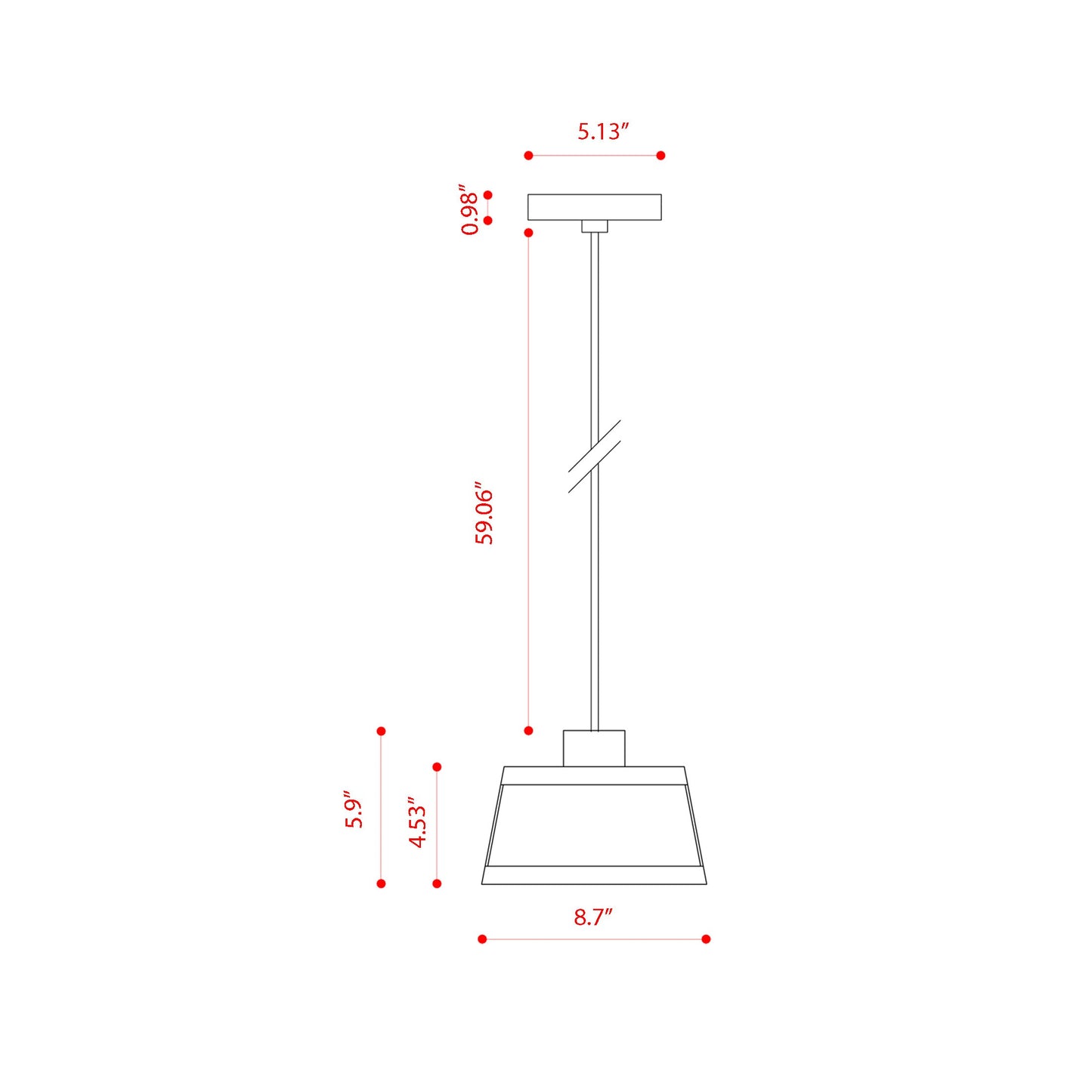 Lilly Pendant Light - line drawing.
