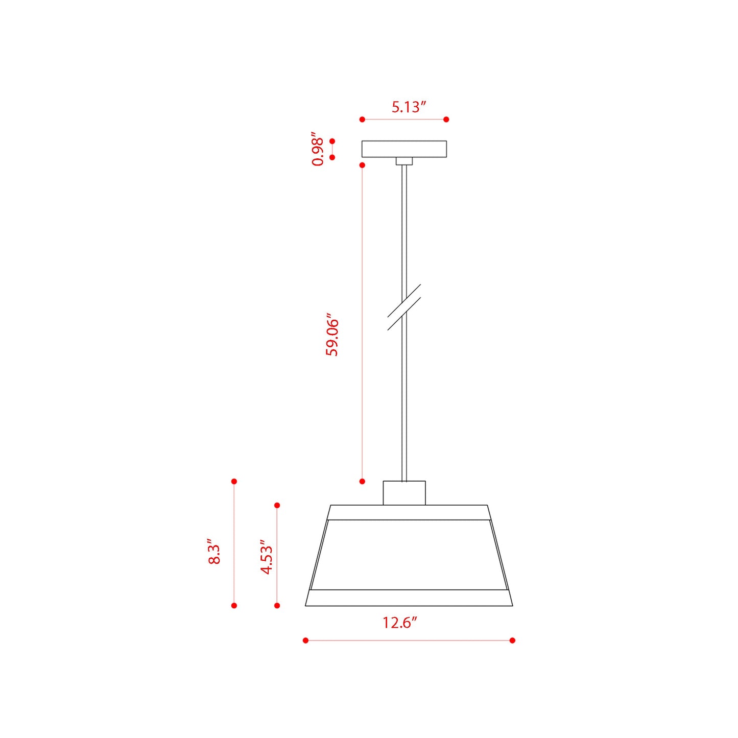 Lilly Pendant Light - line drawing.