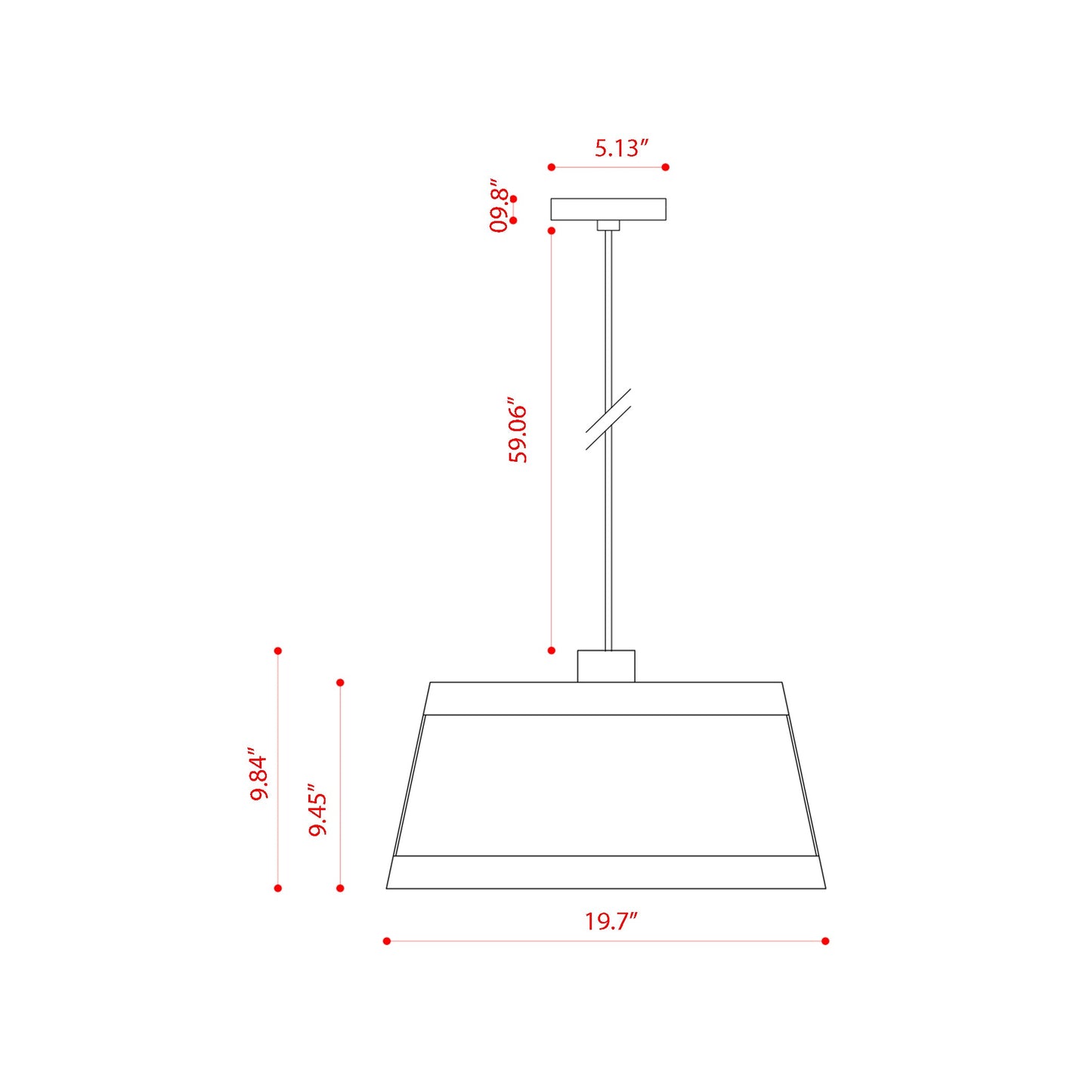 Lilly Pendant Light - line drawing.