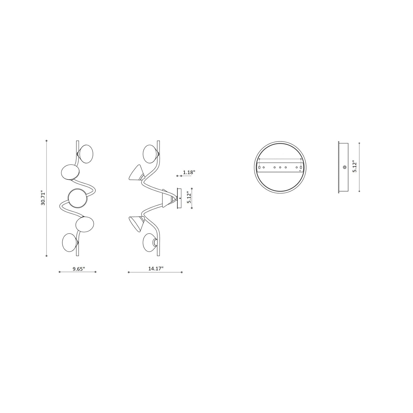 Linfa LED Ceiling / Wall Light - line drawing.