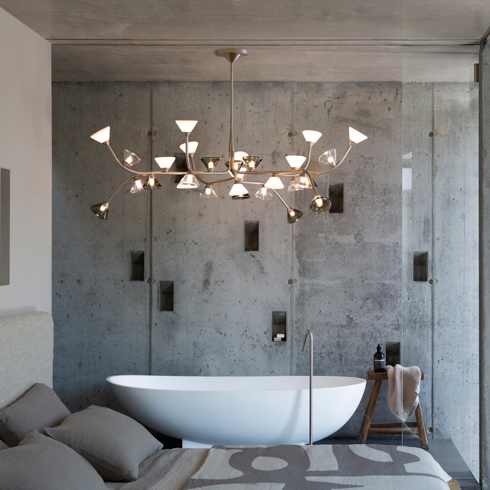 Linfa LED Chandelier in bathroom.