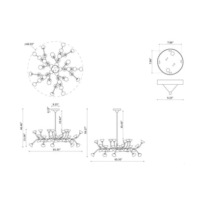 Linfa LED Chandelier - line drawing.