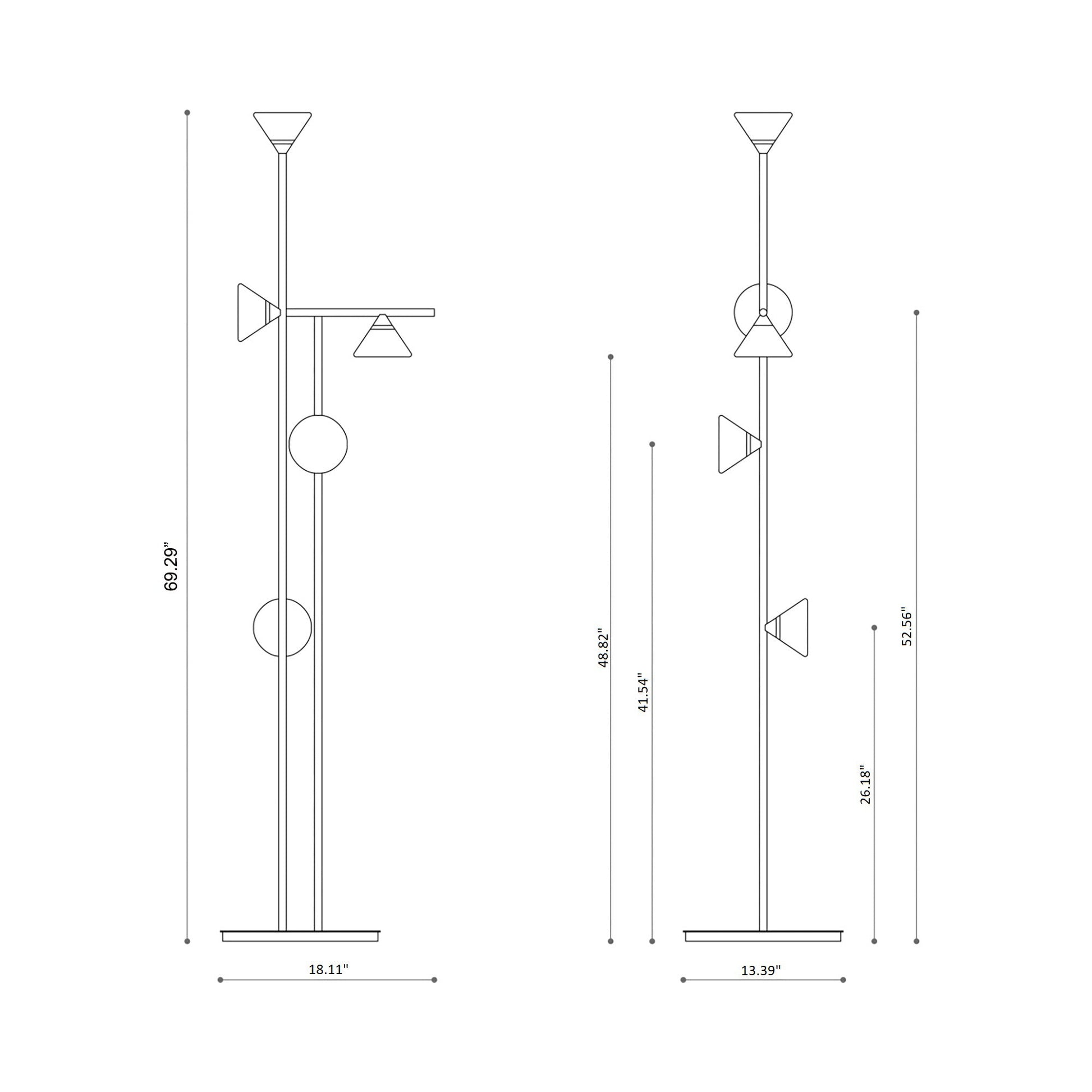 Linfa LED Floor Lamp - line drawing.