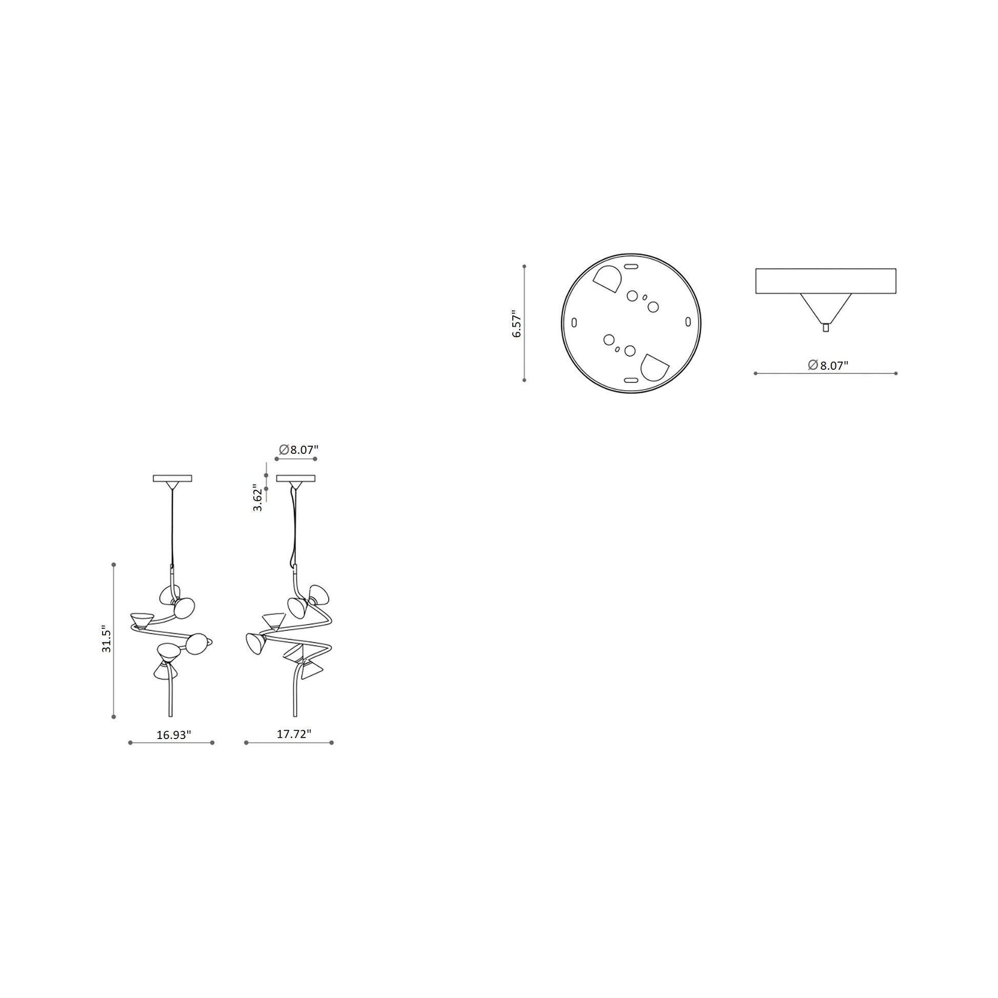 Linfa LED Pendant Light - line drawing.