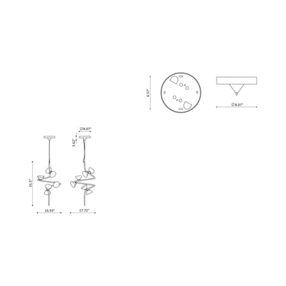 Linfa LED Pendant Light - line drawing.