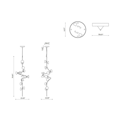 Linfa LED Pendant Light - line drawing.