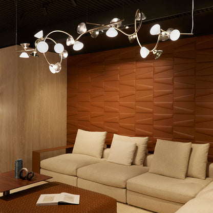 Linfa Linear LED Pendant Light in living room.