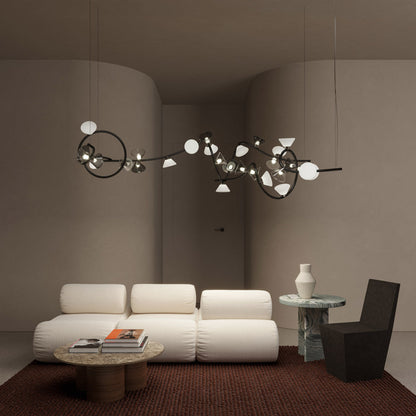 Linfa Linear LED Pendant Light in living room.