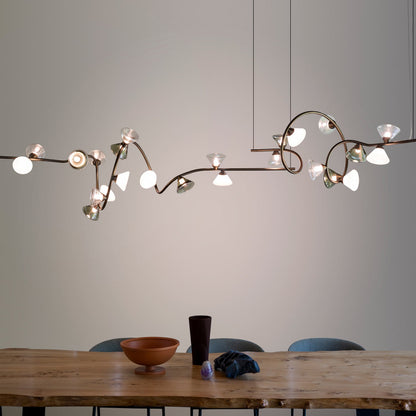 Linfa Linear LED Pendant Light in dining room.