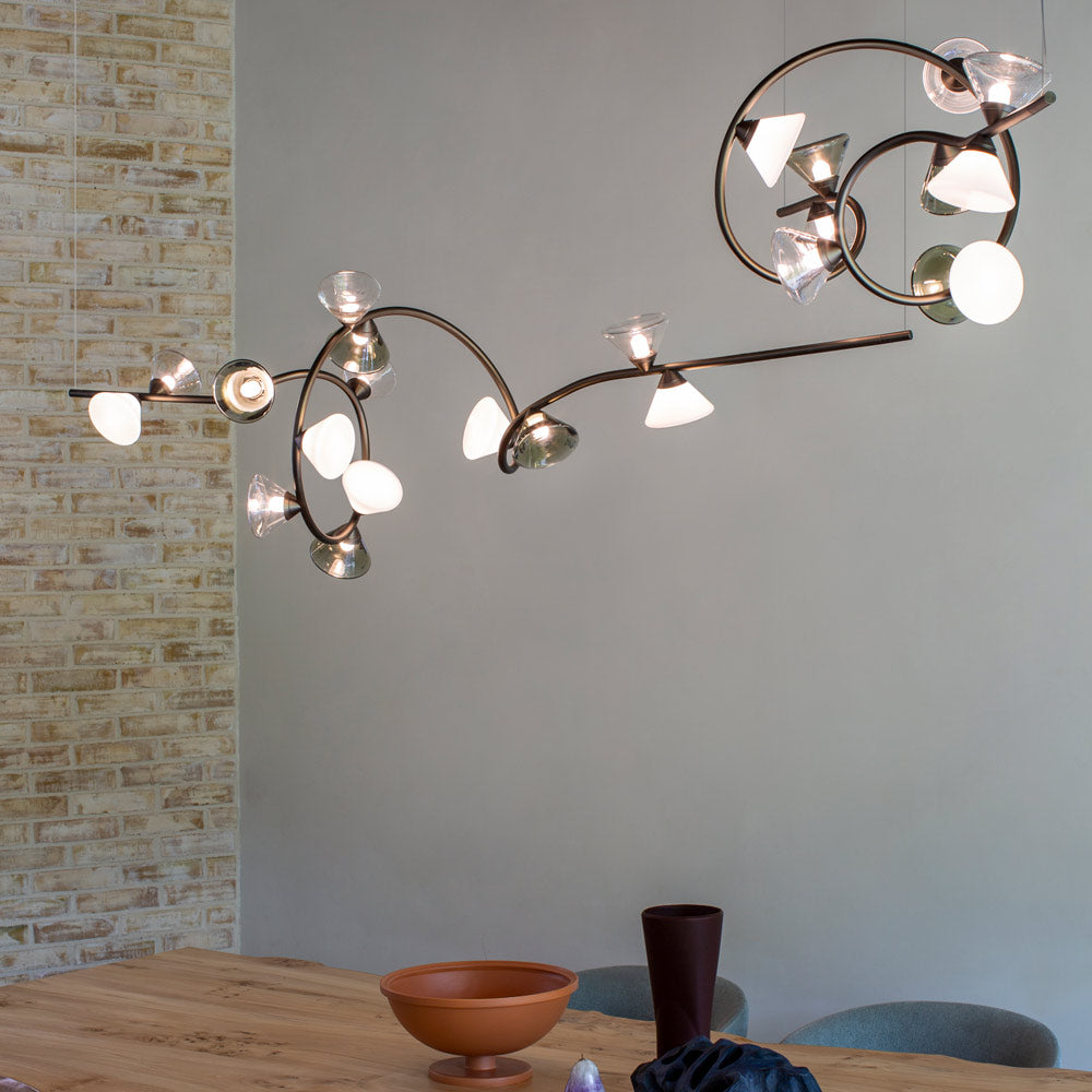 Linfa Linear LED Pendant Light in dining room.