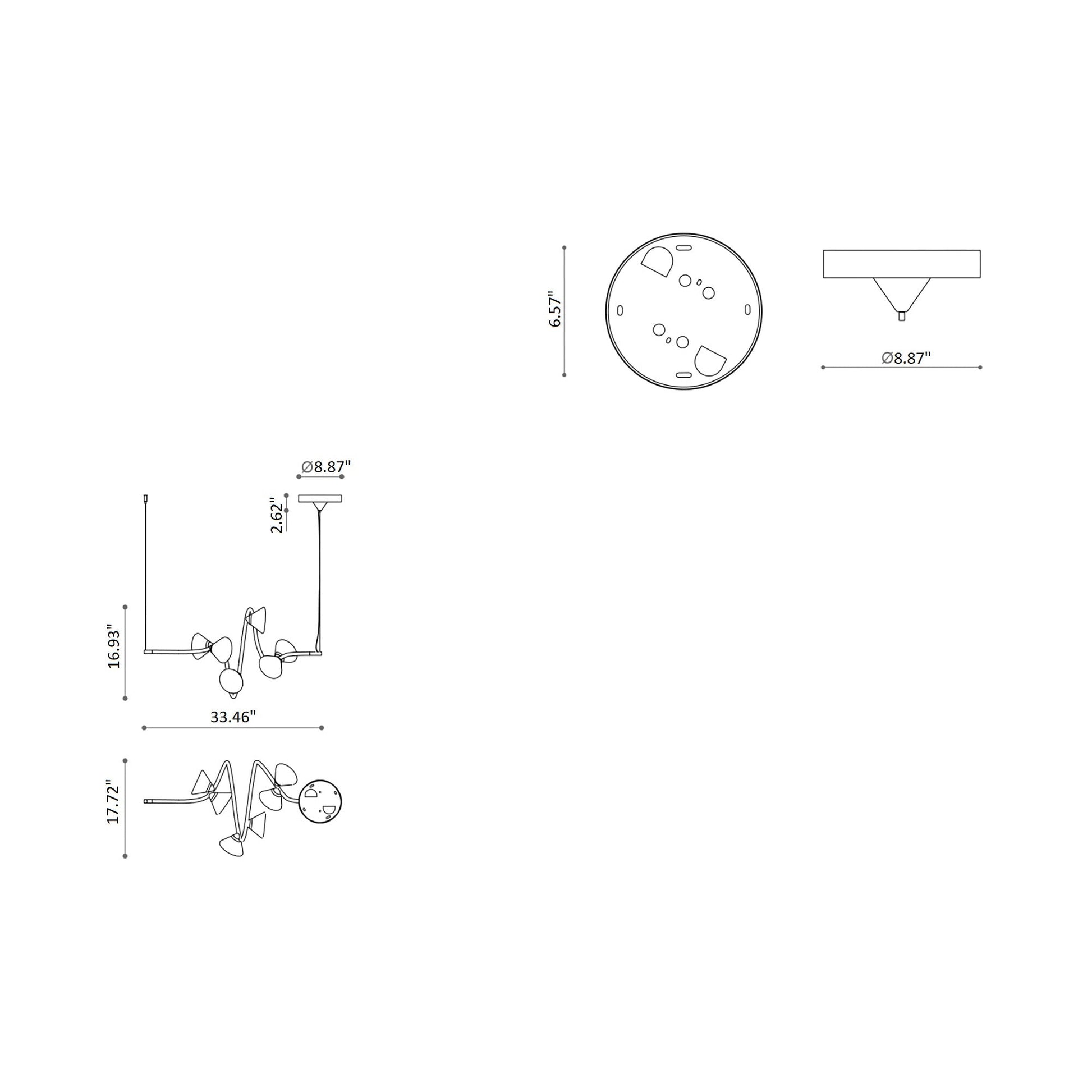 Linfa Linear LED Pendant Light - line drawing.