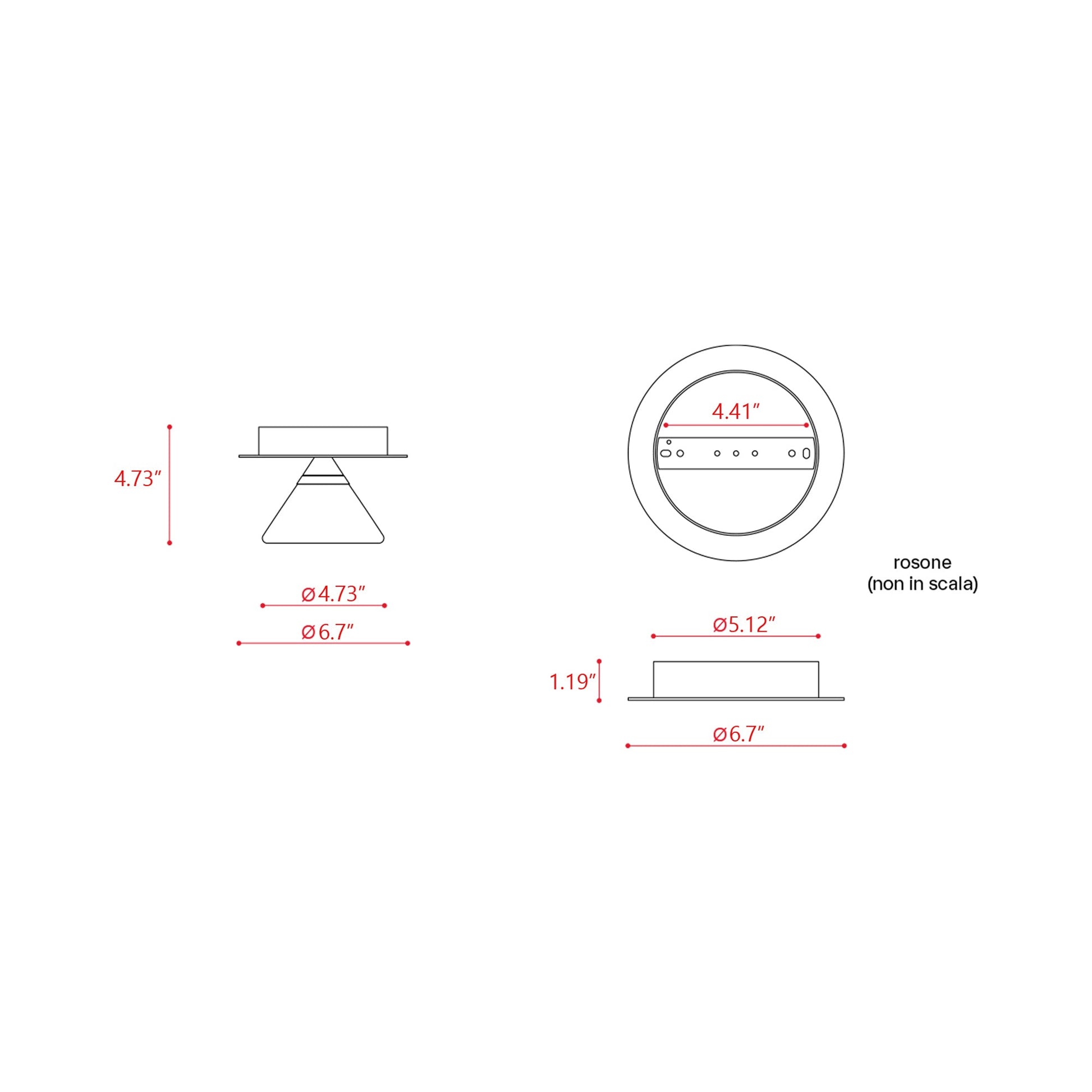 Linfa Round LED Ceiling / Wall Light - line drawing.