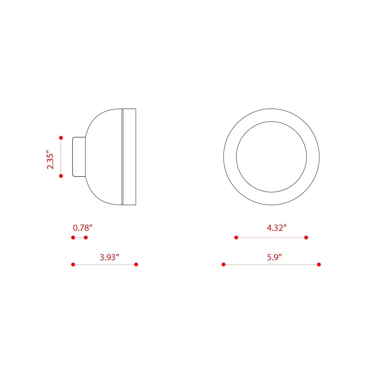 Molly LED Ceiling / Wall Light - line drawing.