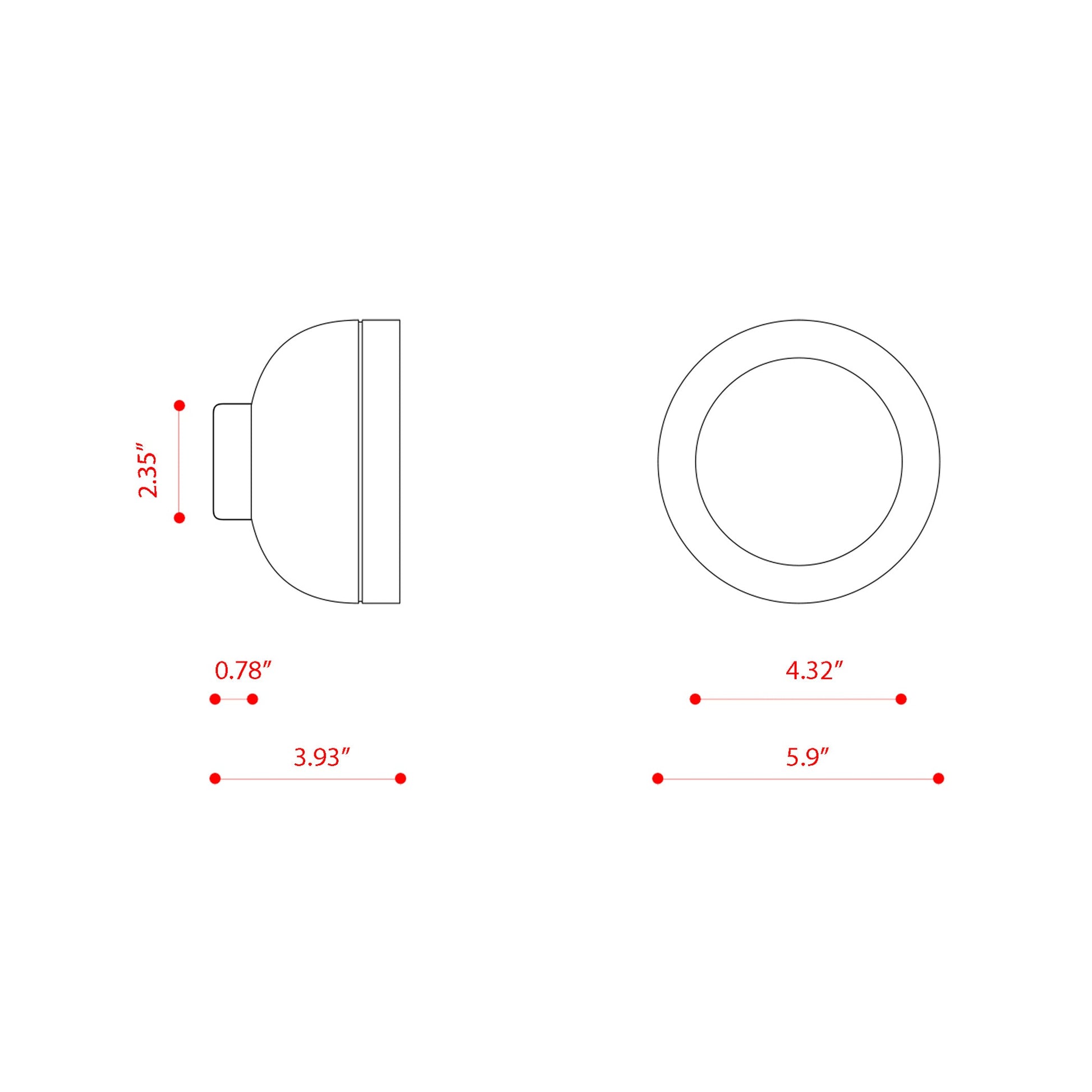 Molly LED Ceiling / Wall Light - line drawing.