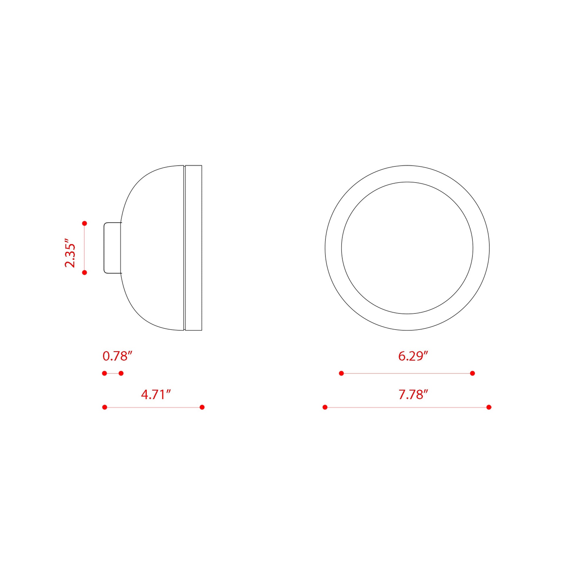 Molly LED Ceiling / Wall Light - line drawing.