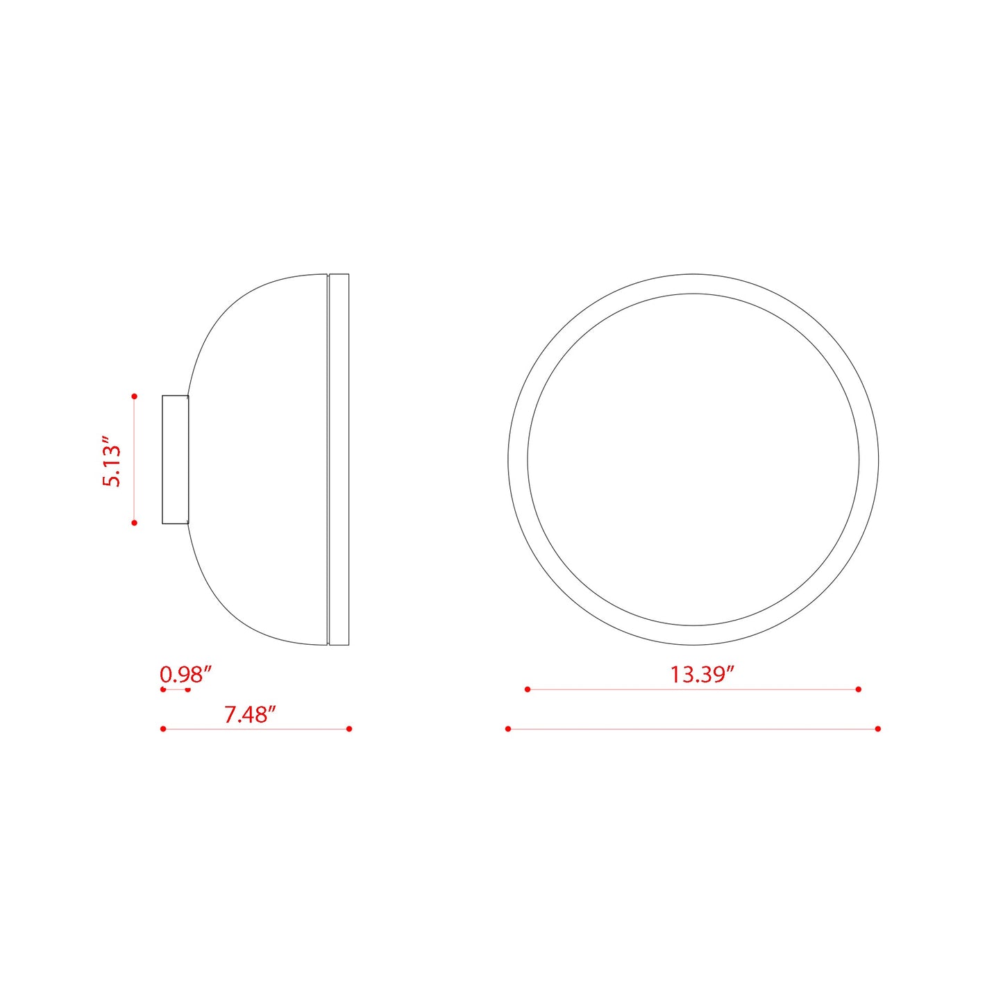 Molly LED Ceiling / Wall Light - line drawing.