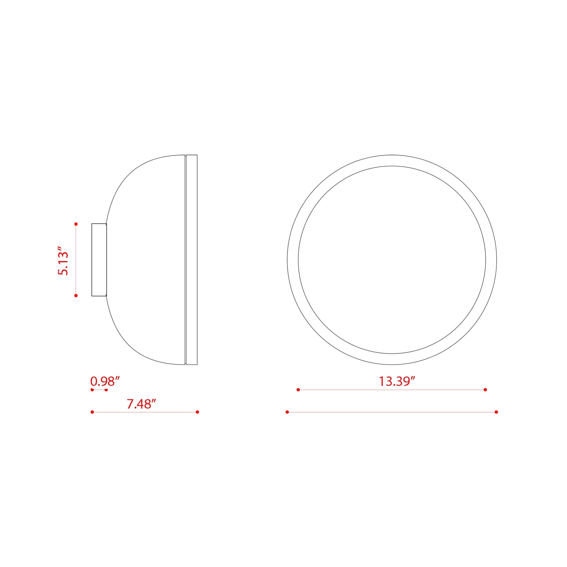 Molly LED Ceiling / Wall Light - line drawing.
