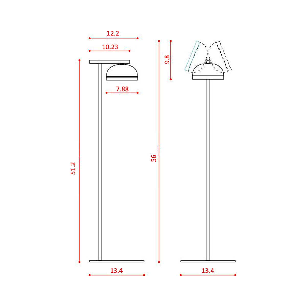 Molly LED Floor Lamp - line drawing.
