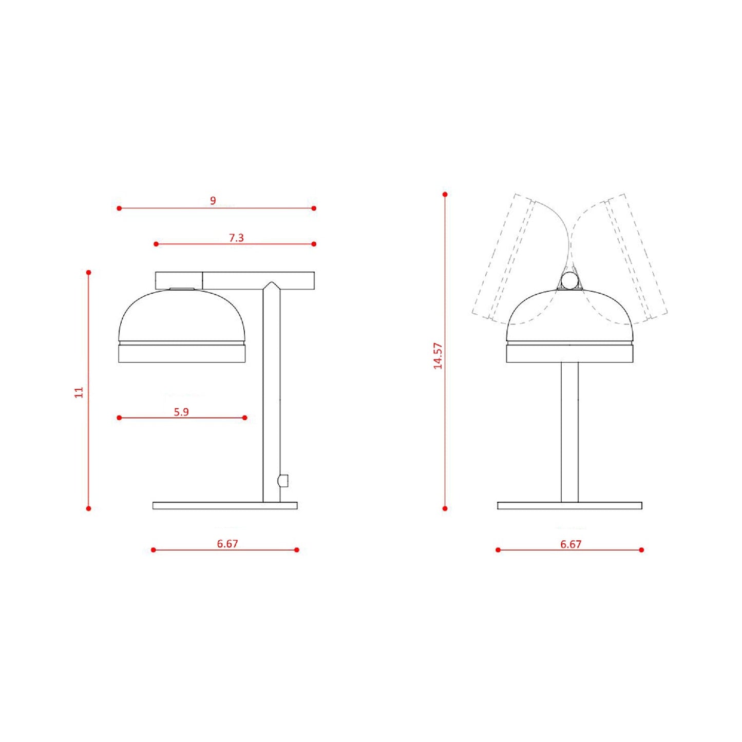 Molly LED Table Lamp - line drawing.