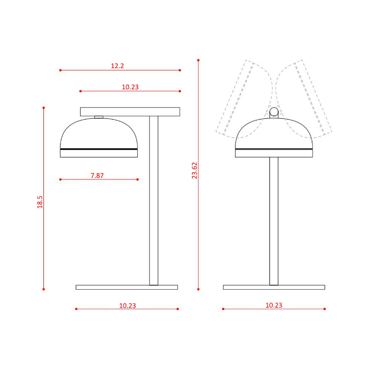 Molly LED Table Lamp - line drawing.
