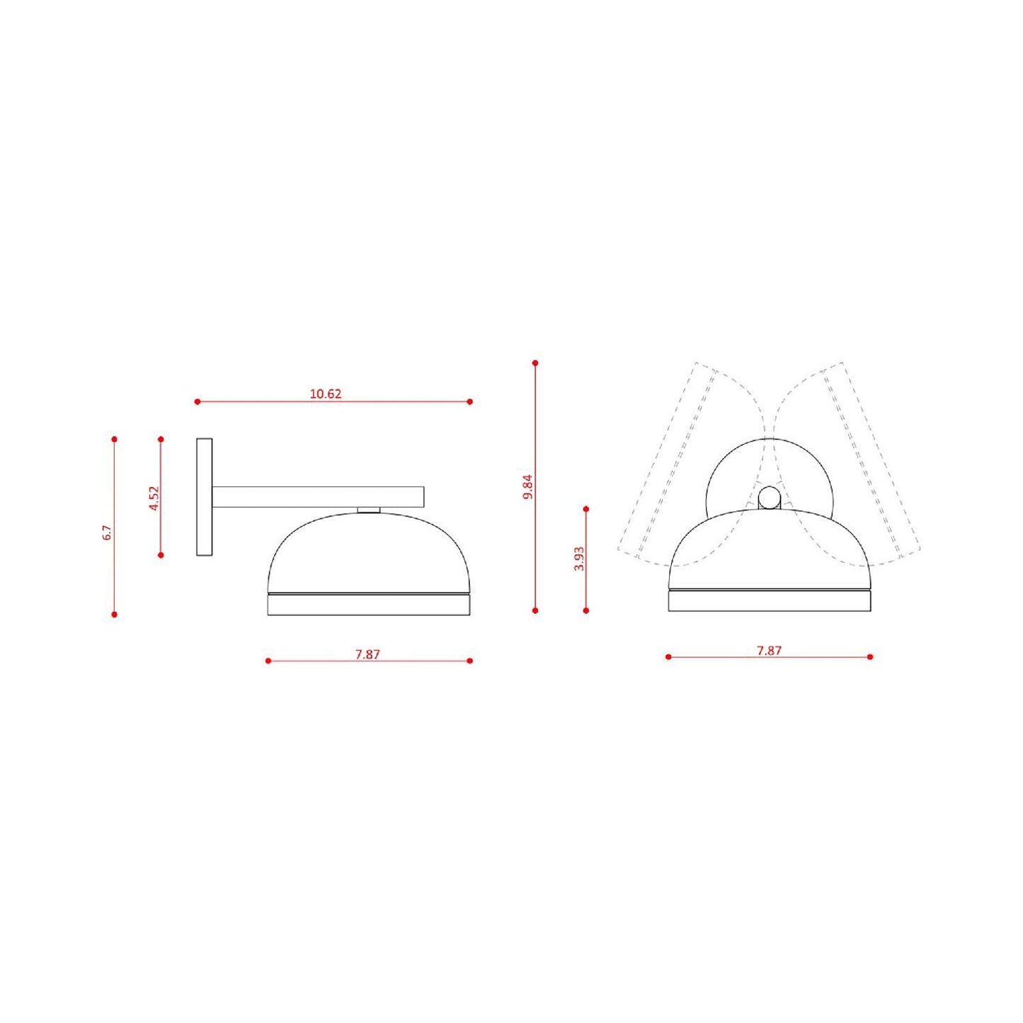 Molly LED Wall Light - line drawing.