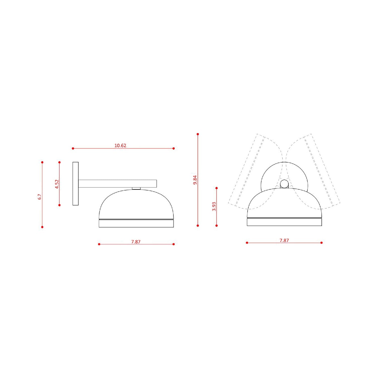 Molly LED Wall Light - line drawing.