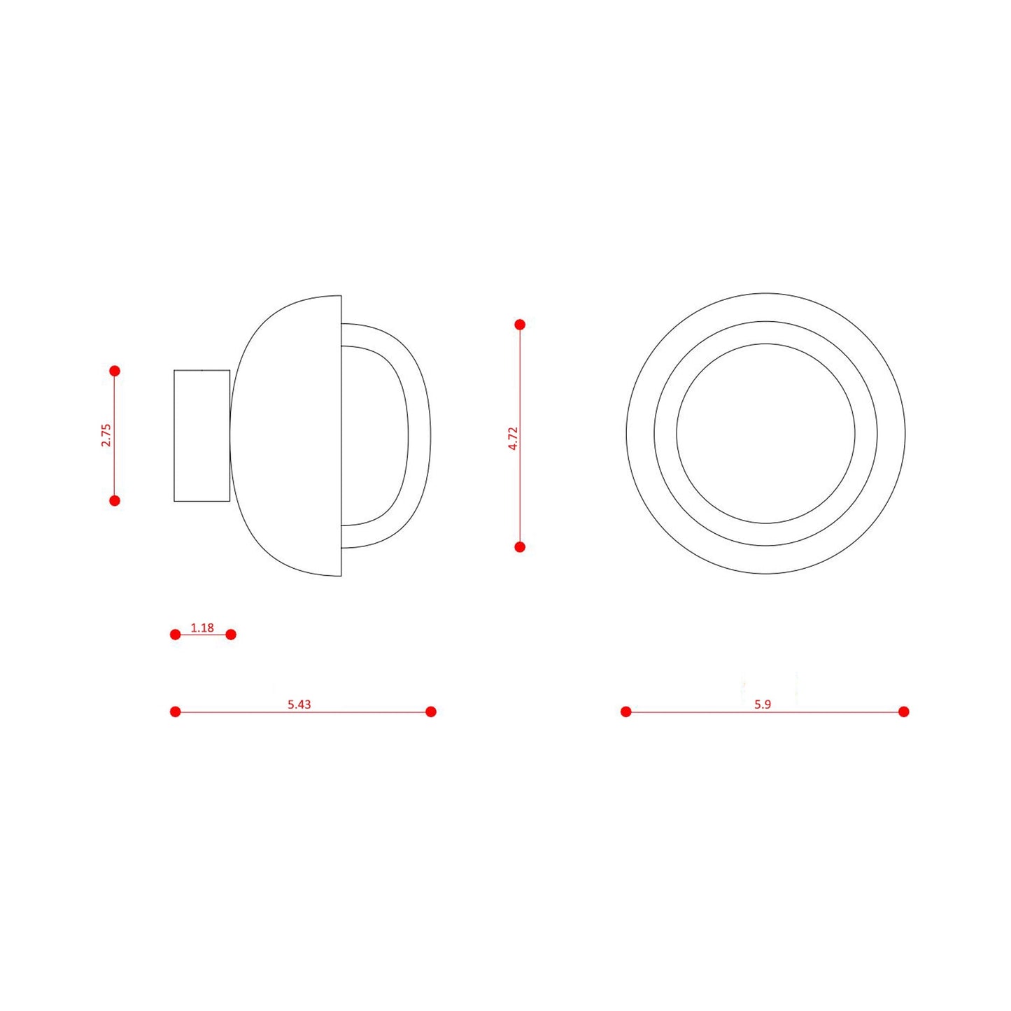 Muse Ceiling / Wall Light - line drawing.