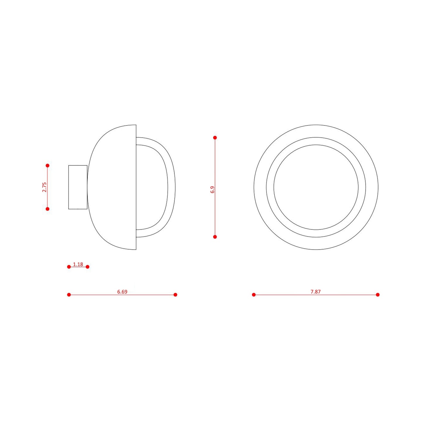 Muse Ceiling / Wall Light - line drawing.