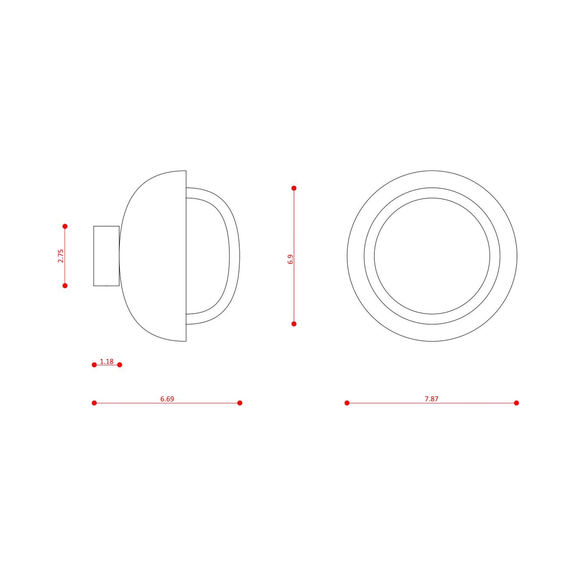 Muse Ceiling / Wall Light - line drawing.