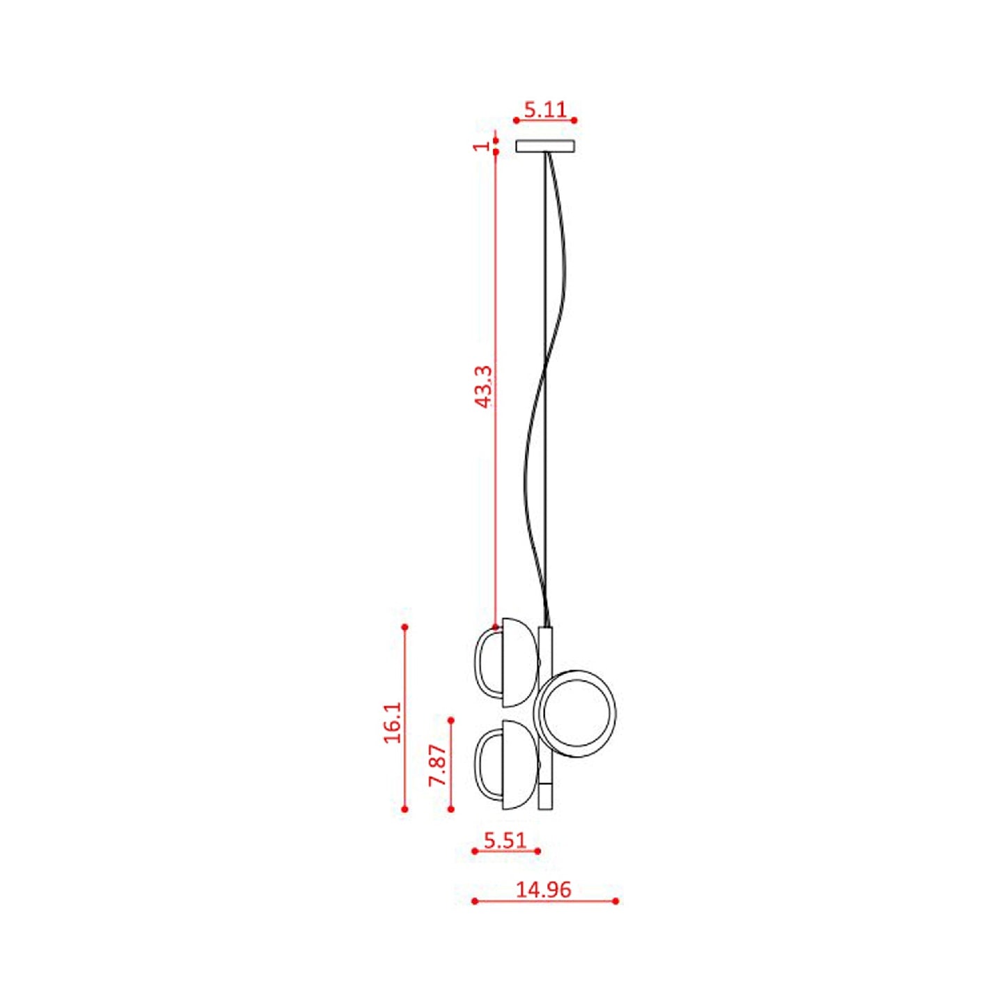 Muse Chandelier - line drawing.
