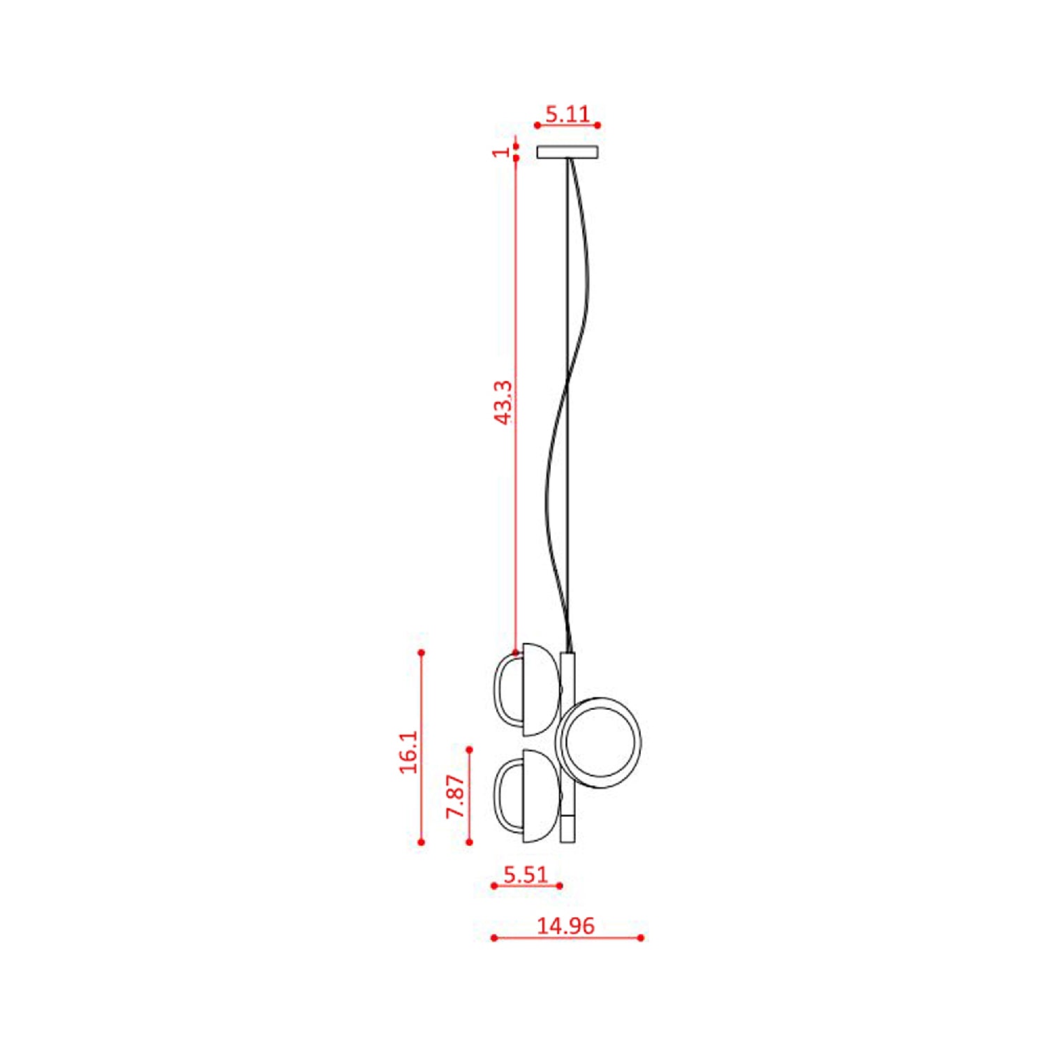 Muse Chandelier - line drawing.