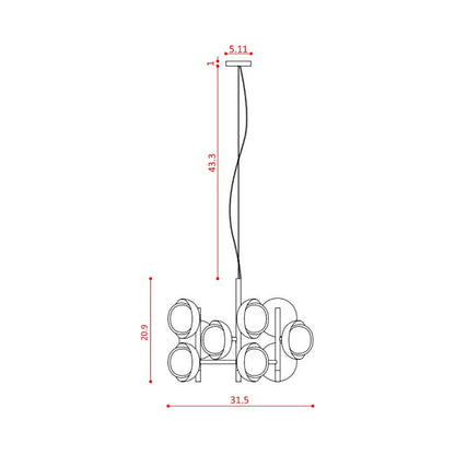 Muse Chandelier - line drawing.