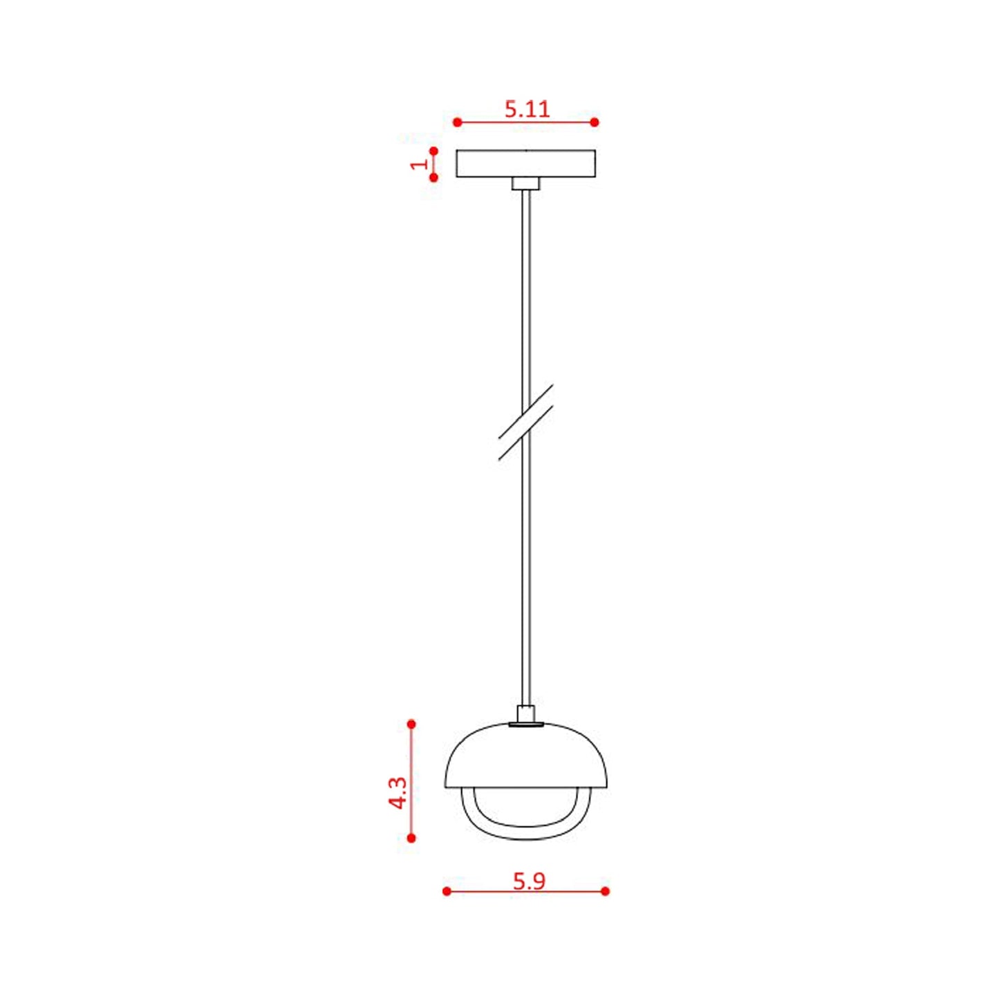 Muse Pendant Light - line drawing.