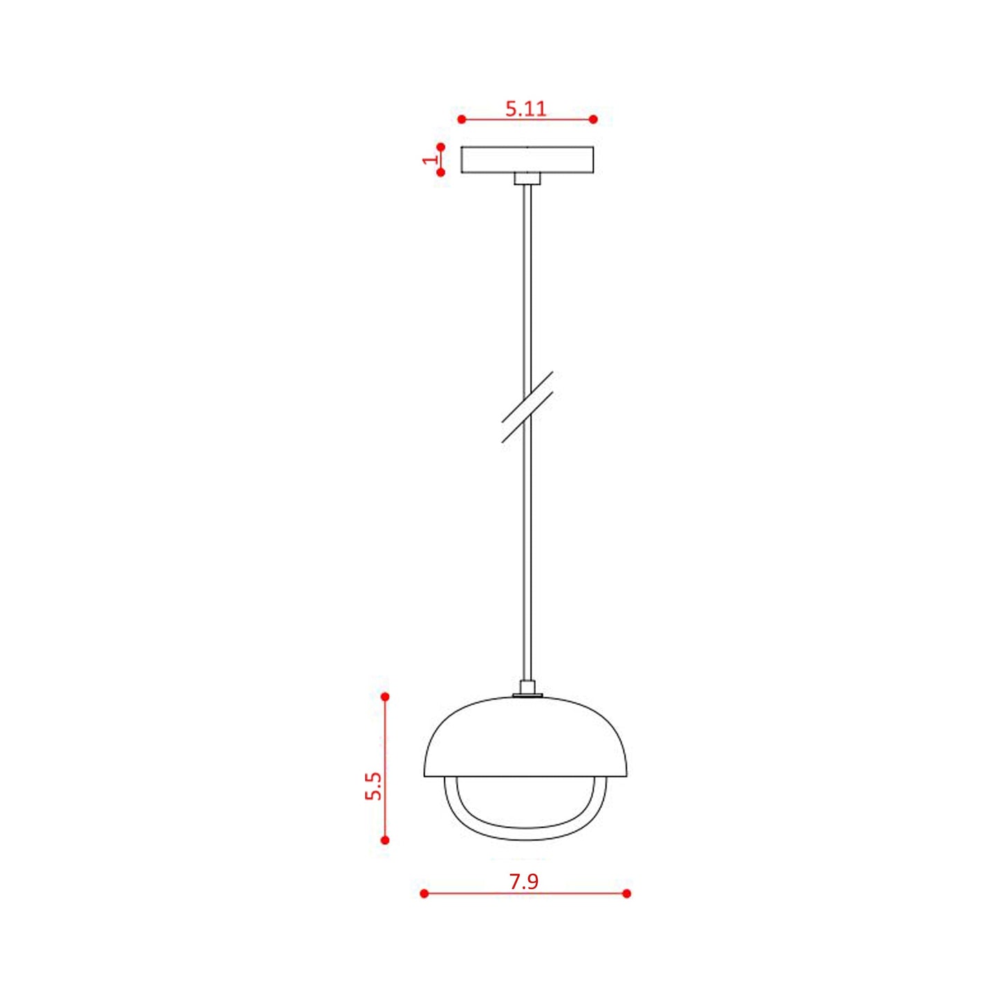 Muse Pendant Light - line drawing.