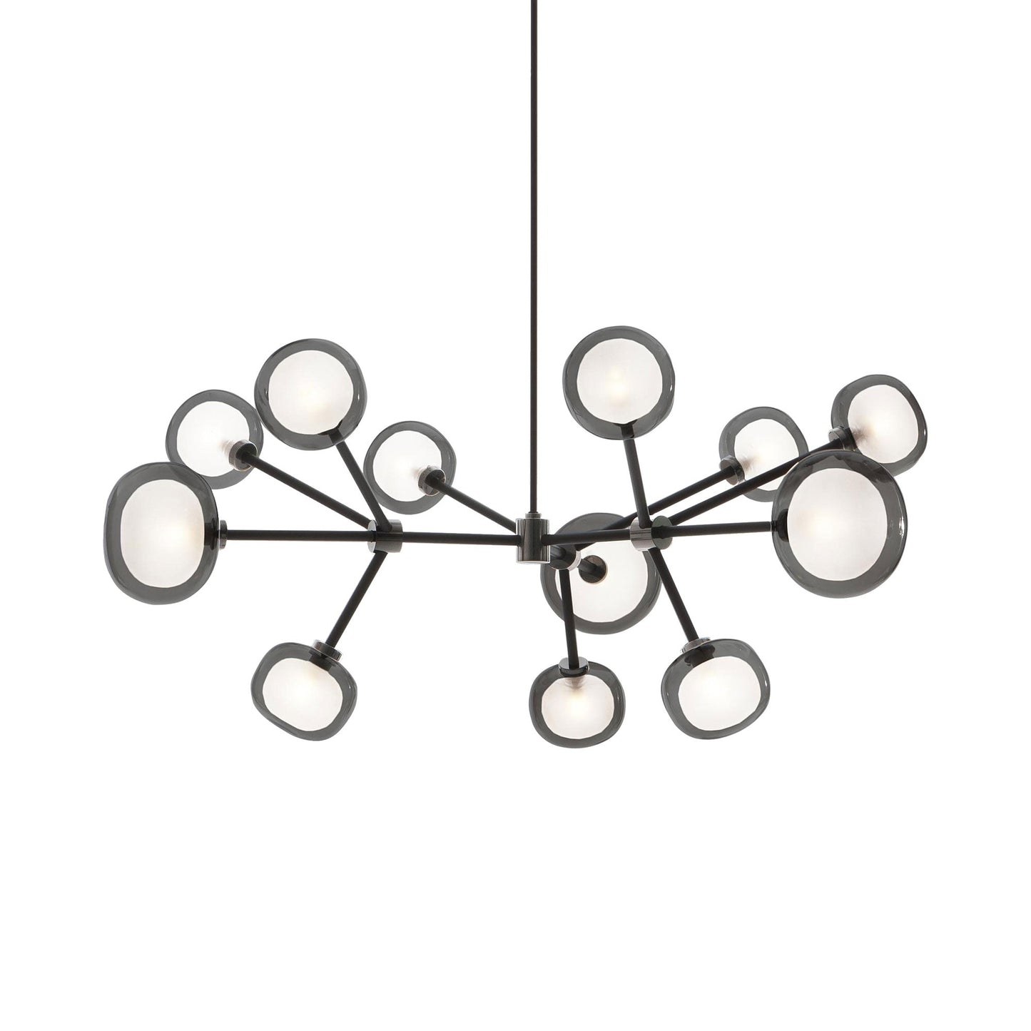 Nabila Chandelier in Black Chrome/Smoked Glass (12-Light).