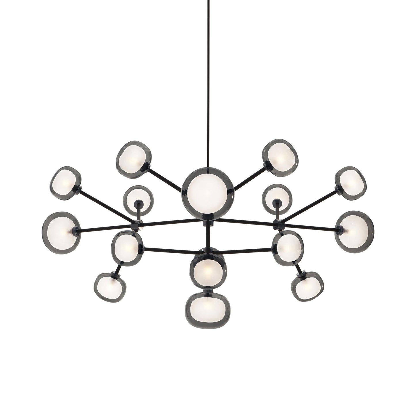 Nabila Chandelier in Black Chrome/Smoked Glass (16-Light).