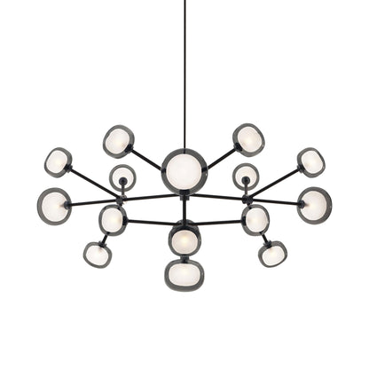 Nabila Chandelier in Black Chrome/Smoked Glass (16-Light).