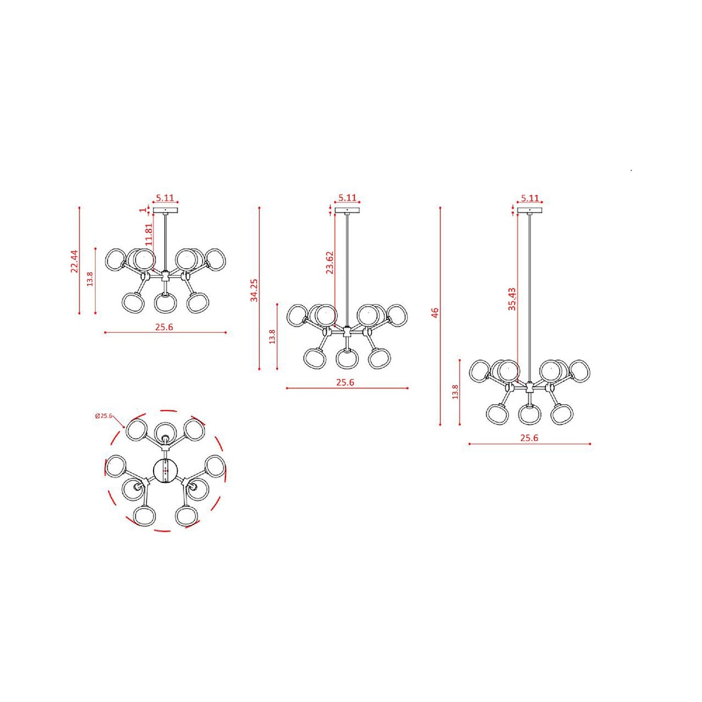 Nabila Chandelier - line drawing.