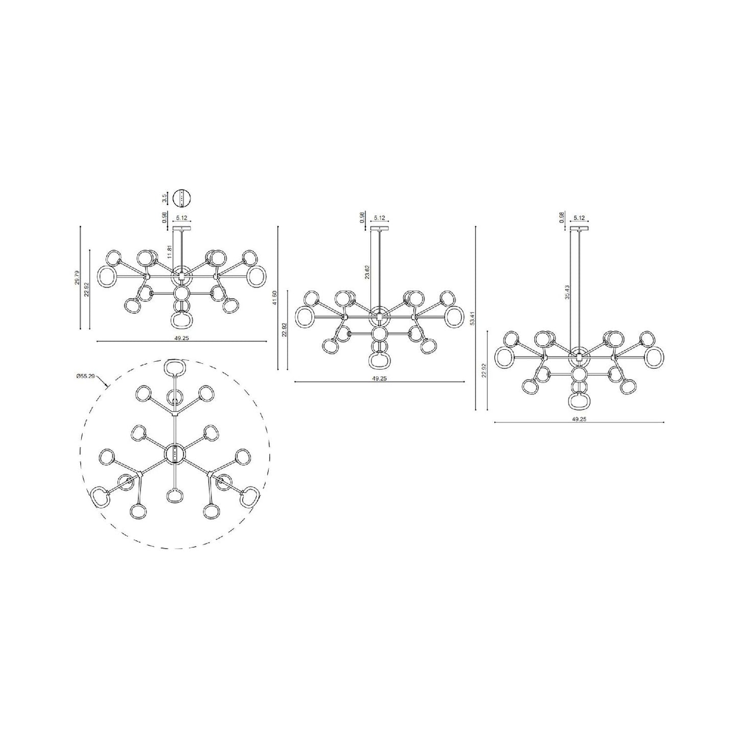 Nabila Chandelier - line drawing.