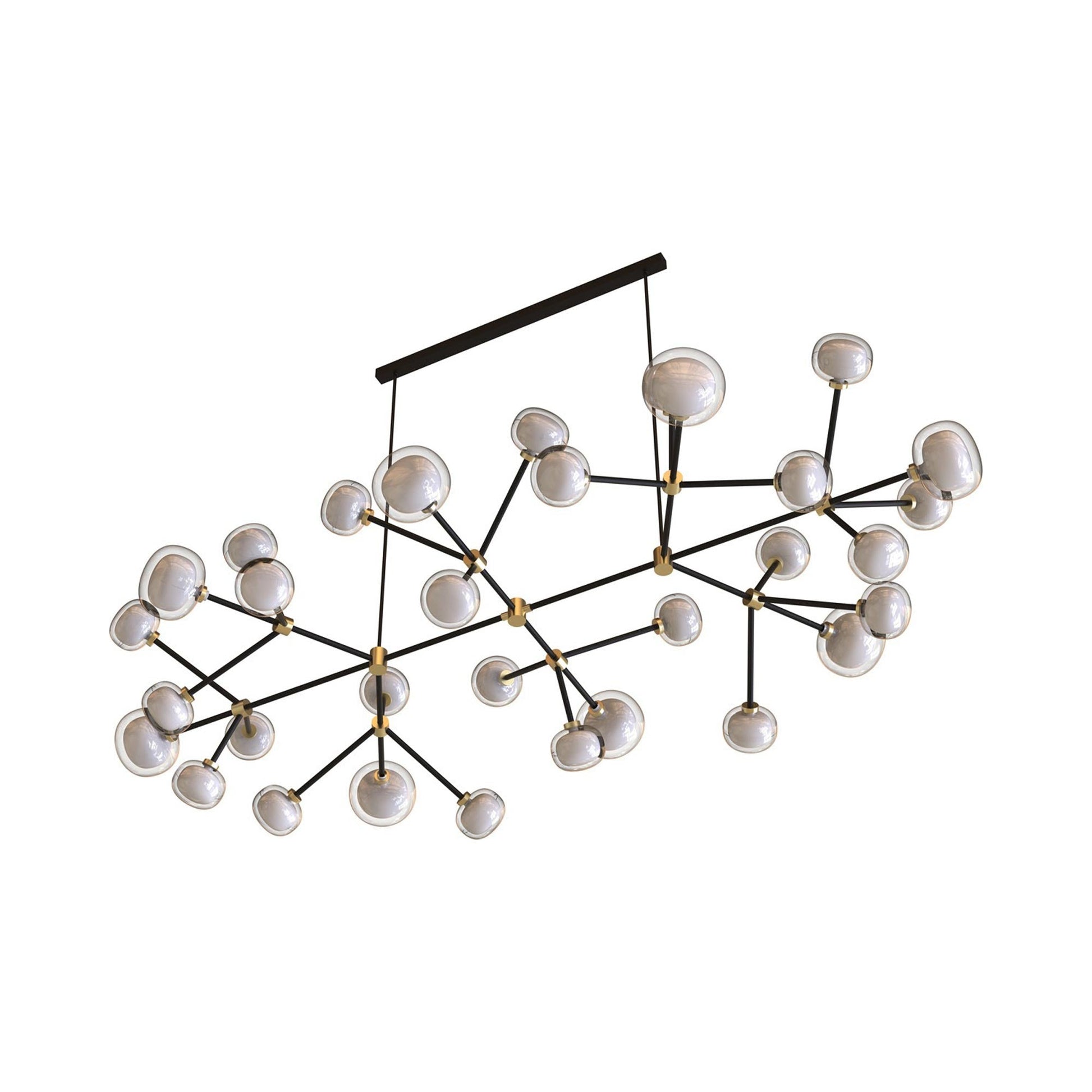 Nabila Flat Chandelier in Brushed Brass/Clear Glass.