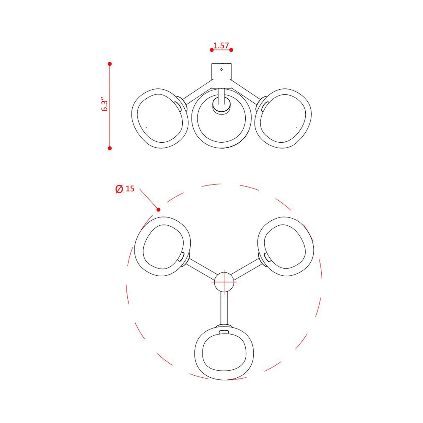 Nabila Multi Light Ceiling / Wall Light - line drawing.