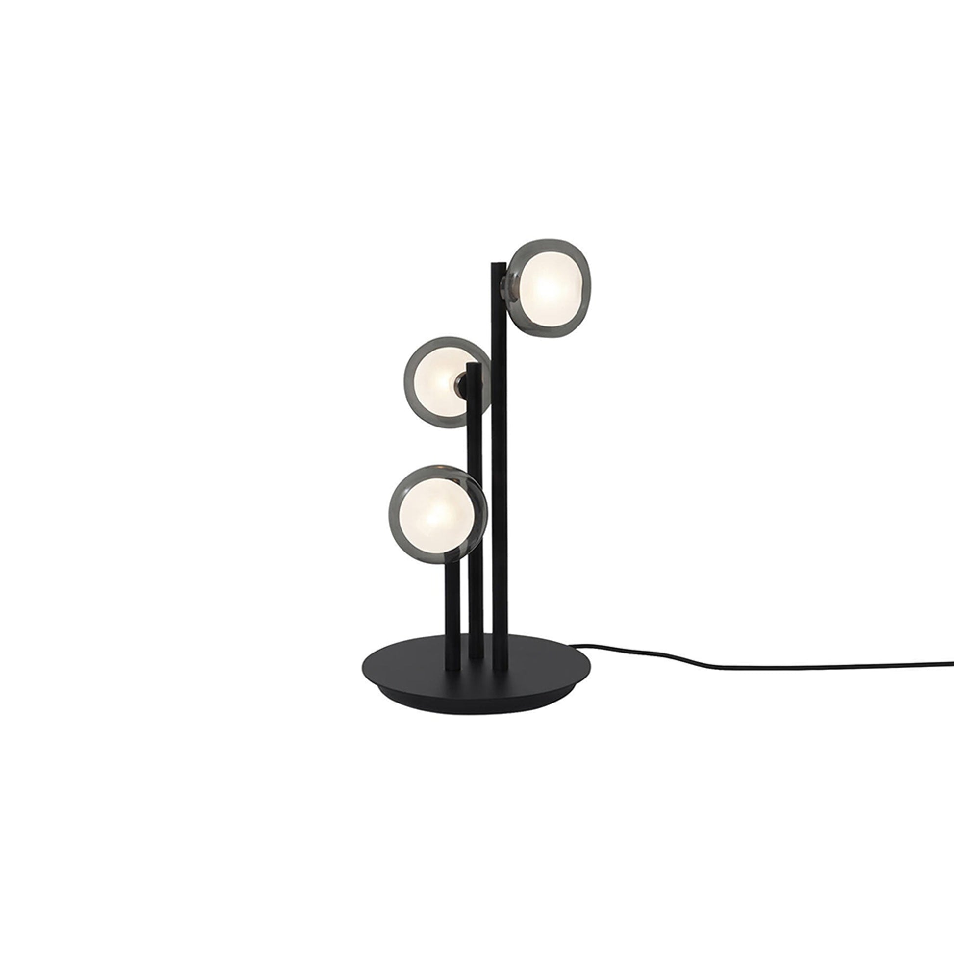 Nabila Multi Light Table Lamp in Black Chrome/Smoked Glass.