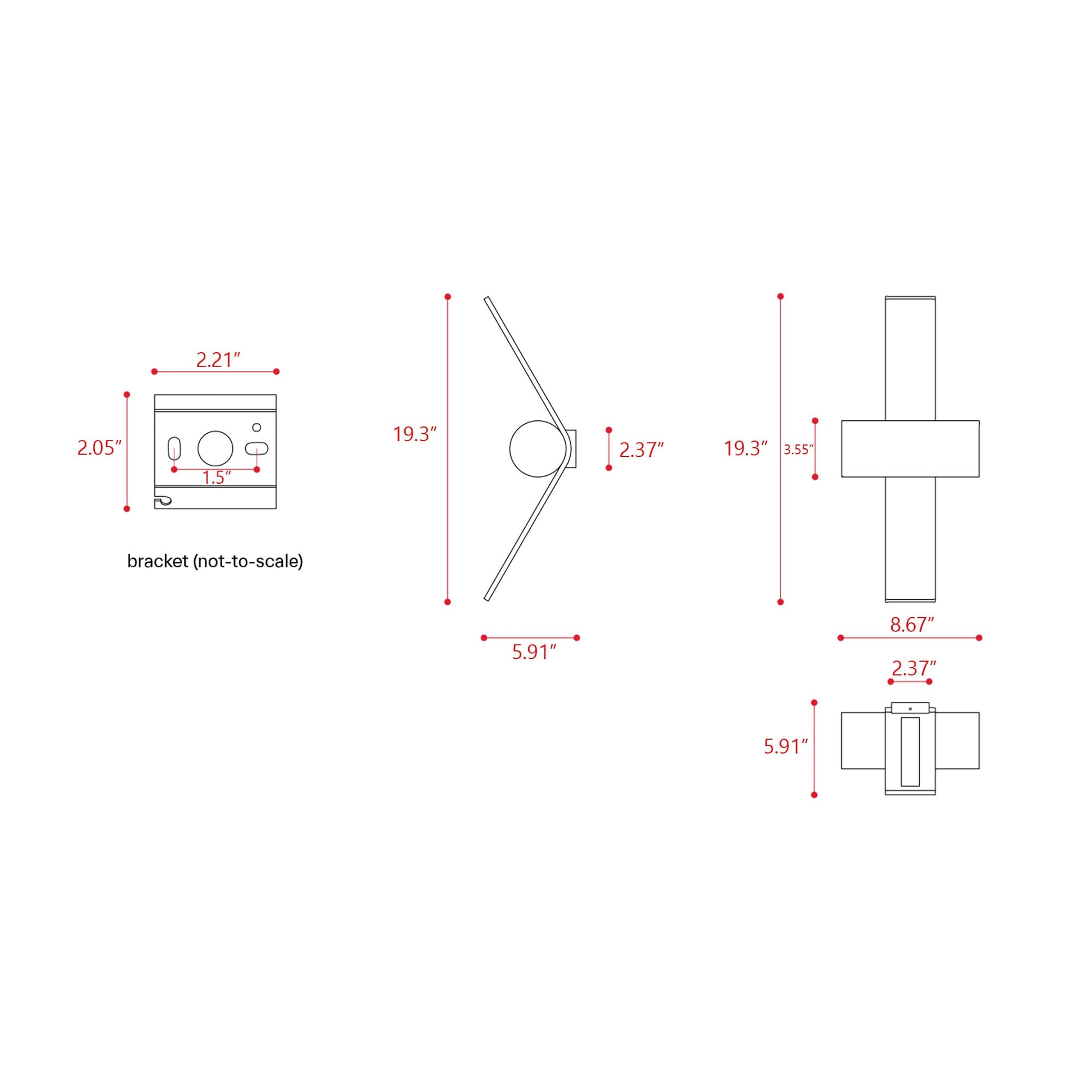 Nastro 563-43 LED Wall Light - line drawing.