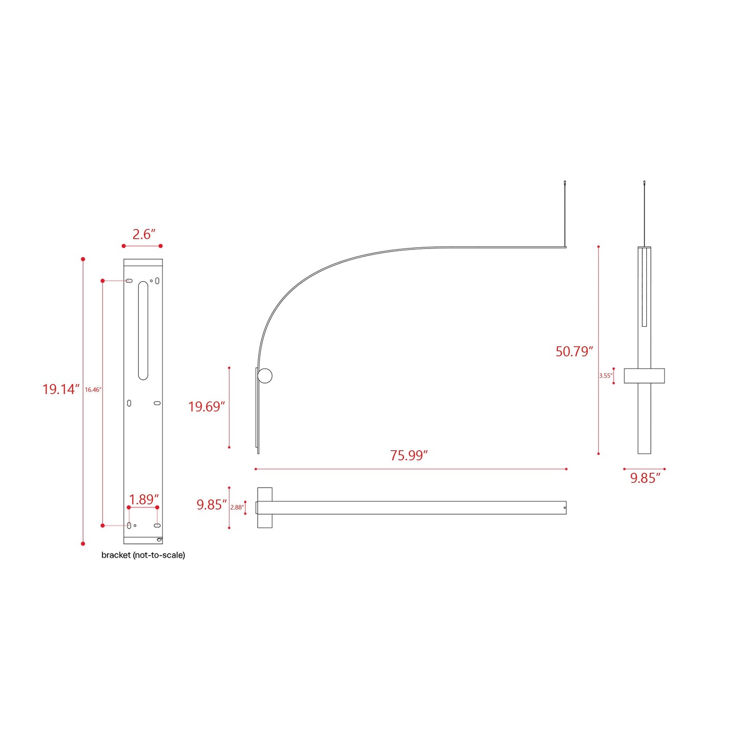 Nastro 563-47 LED Wall Light - line drawing.