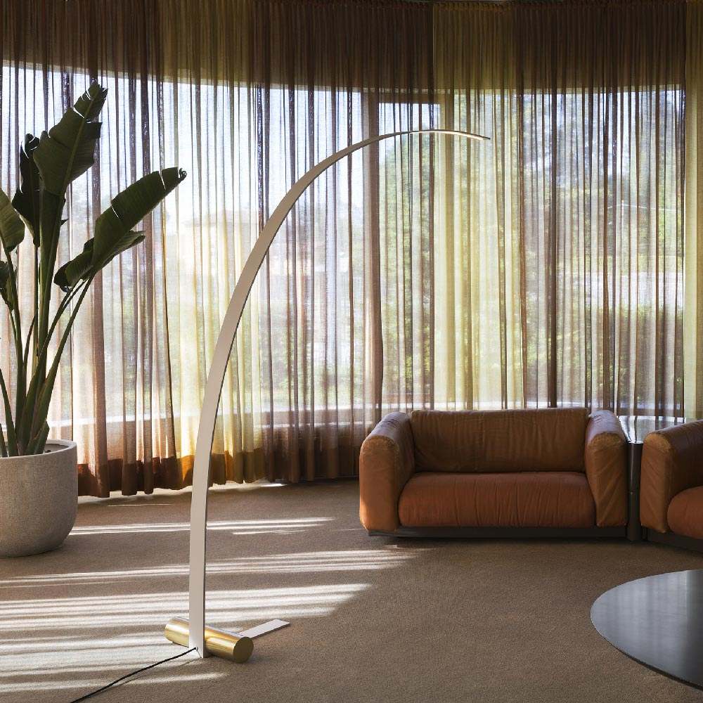 Nastro Big Arc LED Floor Lamp in living room.