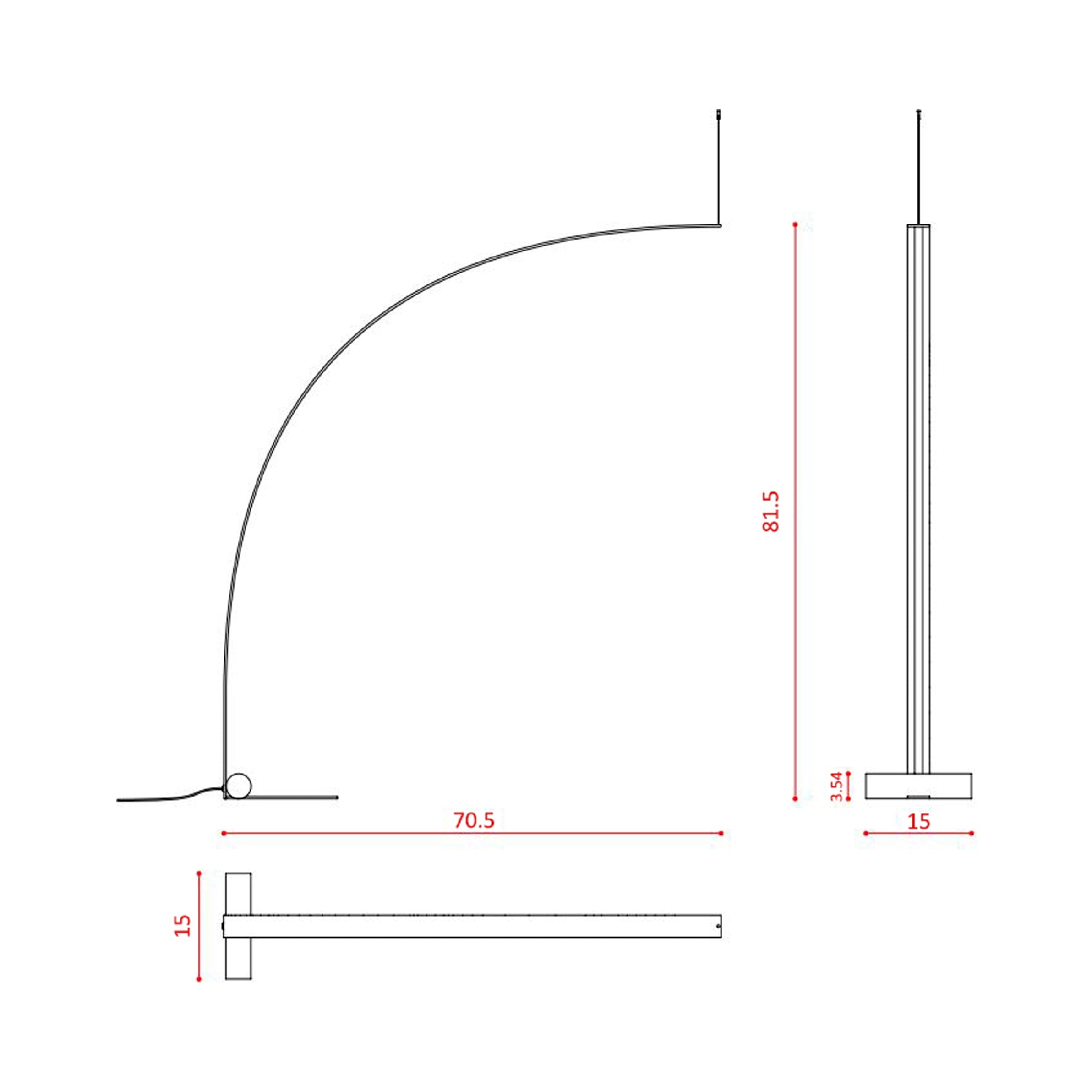 Nastro Big Arc LED Floor Lamp - line drawing.