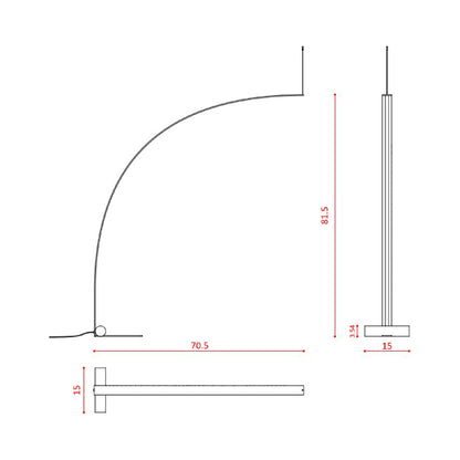 Nastro Big Arc LED Floor Lamp - line drawing.